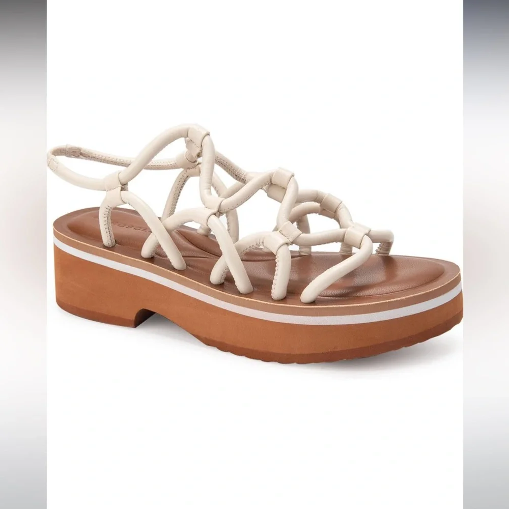 NEW 👡 Aerosoles Chaya Platform Flatform Sandals | white leather women’s size 8